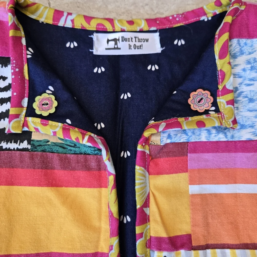 Upcycled Vtg Quilt Blanket Flirty Jacket S-M Open Front Dont Throw It Out - Picture 7 of 7